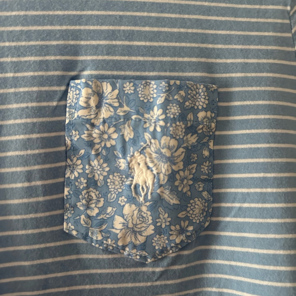 Polo by Ralph Lauren Blue and White Striped Short Sleeve Tee - Picture 3 of 4